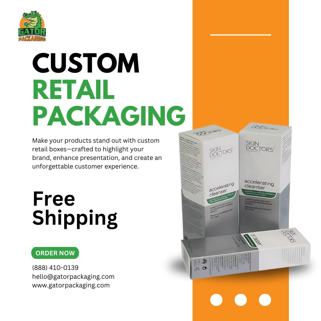 GatorPackaging's tweet image. Make a bold impression with retail packaging that blends style, strength, and success. Our Custom Retail Boxes are built to promote your brand and protect your products.

#CustomRetailBoxes #RetailPackaging #GatorPackaging #ProductPackaging #CustomBoxes #BrandPackaging