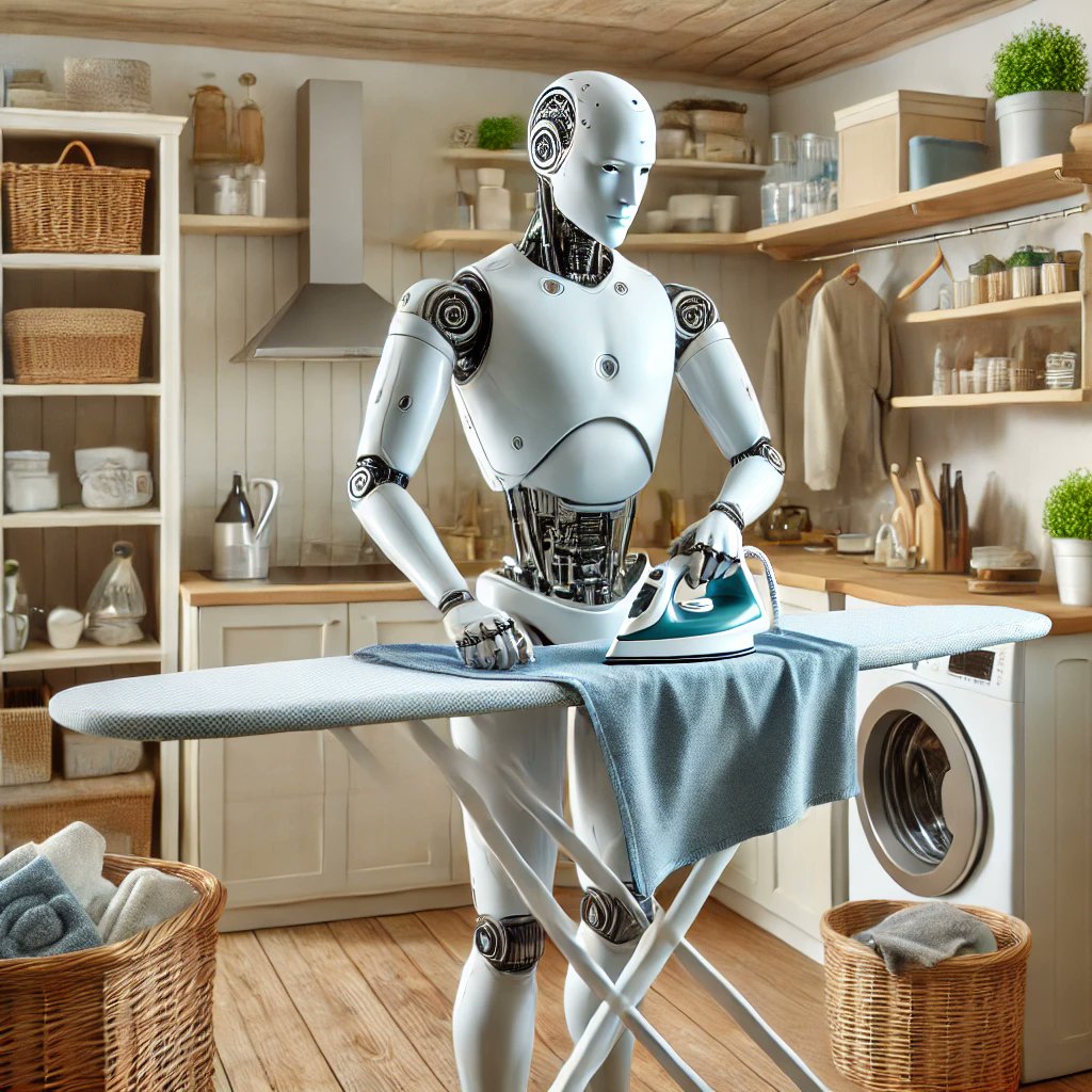 Jackielthequeen's tweet image. Taught my robot to iron clothes. Now it&apos;s pressing charges against me for forced labor. 
#RobotRights #IronyBot #AIArtistCommunity #eTatos