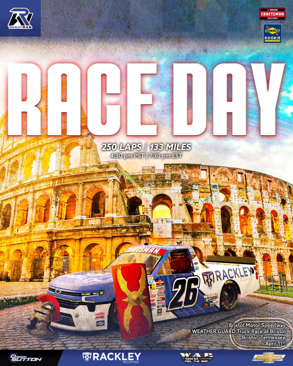 Rackley_WAR's tweet photo. Always have this race circled on our calendar every year ✅ It’s time to battle it out under the lights at The Last Great Coliseum tonight ⚔️

▪️Green flag is set to fly at 7:30 EST live on @FS1 🟢

@dawsonsutton26 I @TeamChevy https://t.co/gnwIiMxZok