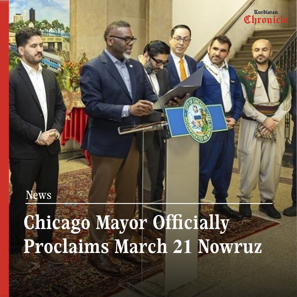 On April 8, 2025, in a momentous celebration of cultural heritage, Chicago Mayor Brandon Johnson officially proclaimed March 21 as Nowruz (or Newroz).

Read more: kurdistanchronicle.com/babat/3802