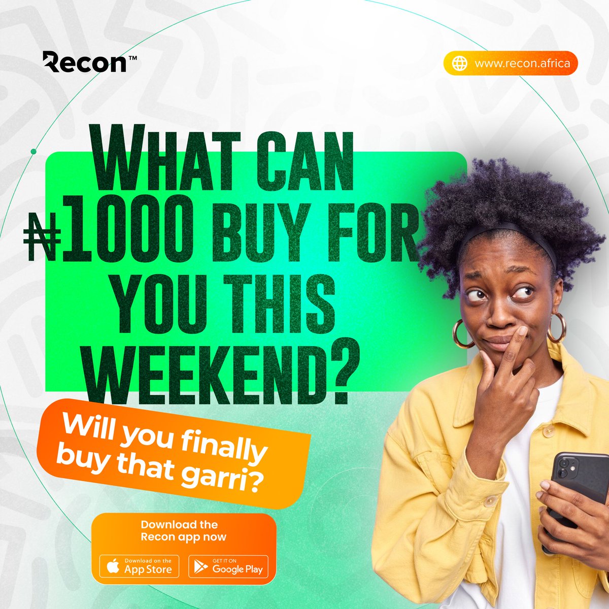 What can you get with #1000 this weekend?

Drop your reply below👇🏽👇🏽
Your helper may be in the comments☺️☺️

TGIF💃🏾💃🏾