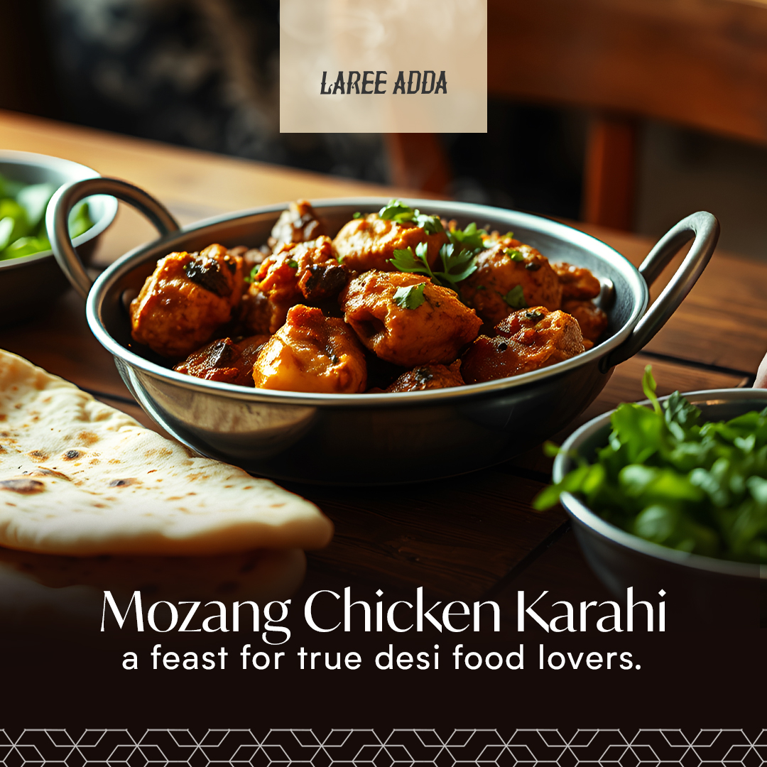 Lareeadda's tweet image. High flames bold flavors and the true karahi experience. Indulge in our Mozang Chicken Karahi topped with fresh ginger cilantro and green chilies. Ready for a desi feast? See you at Laree Adda!

Visit today!
287 Grove St, Jersey City, NJ 07302
lareeadda.com

#LareeAdda