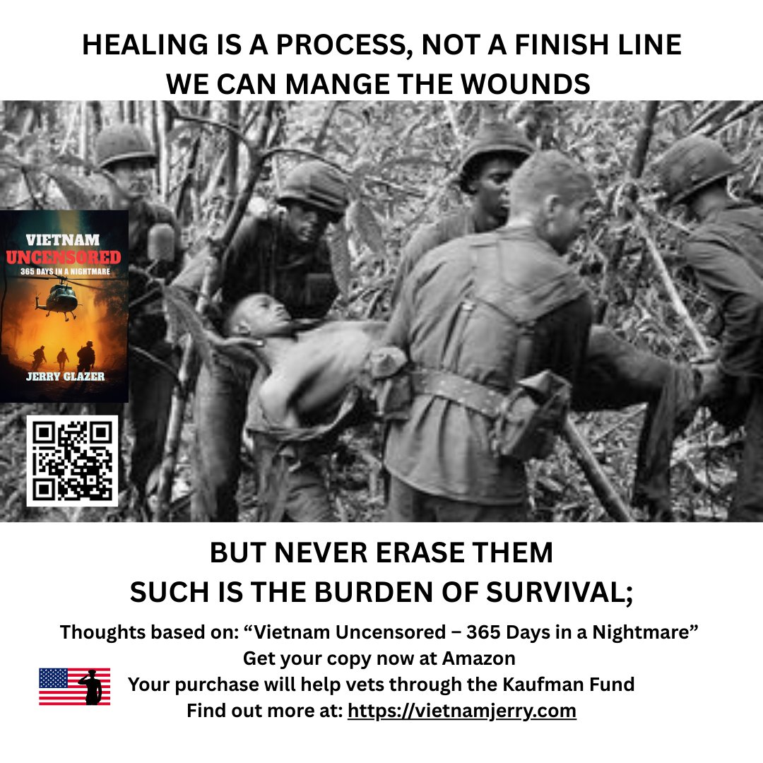 jerry_glazer's tweet photo. Some wounds never heal. War leaves scars beyond the battlefield—etched into the soul, carried forever. The past doesn't fade; it lives within us daily. Read more at https://t.co/09QCM4RyUI #VietnamUncensored #WarriorSpirit #BattlefieldTruth #PTSD #UnbreakableVeteran https://t.co/WtirwOhs7a
