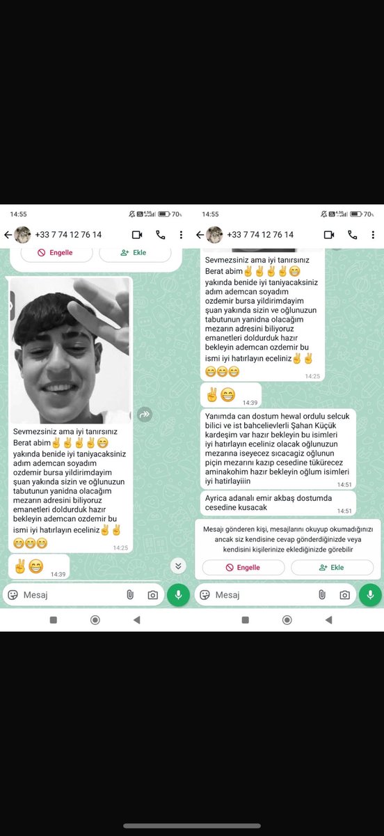 Aileye attıkları mesaj! Tehcir şart bu piçlere.