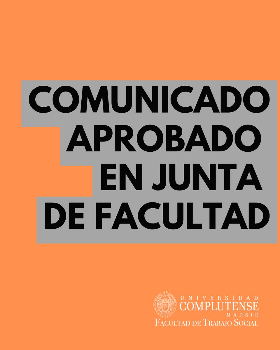 La Facultad de Trabajo Social de <a href="/unicomplutense/">Complutense</a> quiere manifestar su compromiso con la autonomía universitaria, reafirmando la defensa de nuestros centros como espacios públicos seguros para toda la comunidad universitaria.

Comunicado completo: trabajosocial.ucm.es/noticias/comun…