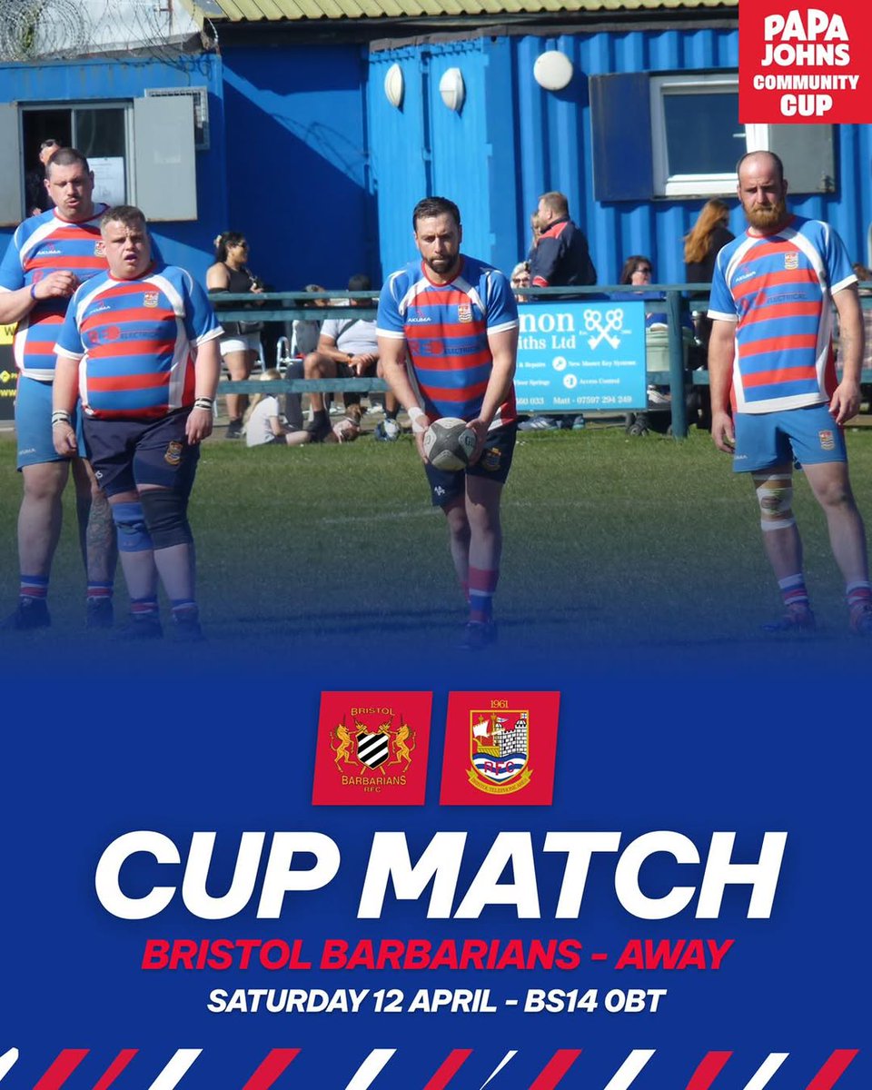 BTARFCBristol's tweet photo. Game Day tomorrow- short trip over to Barbarians in Papa Johns Cup https://t.co/ReGCOwdynQ