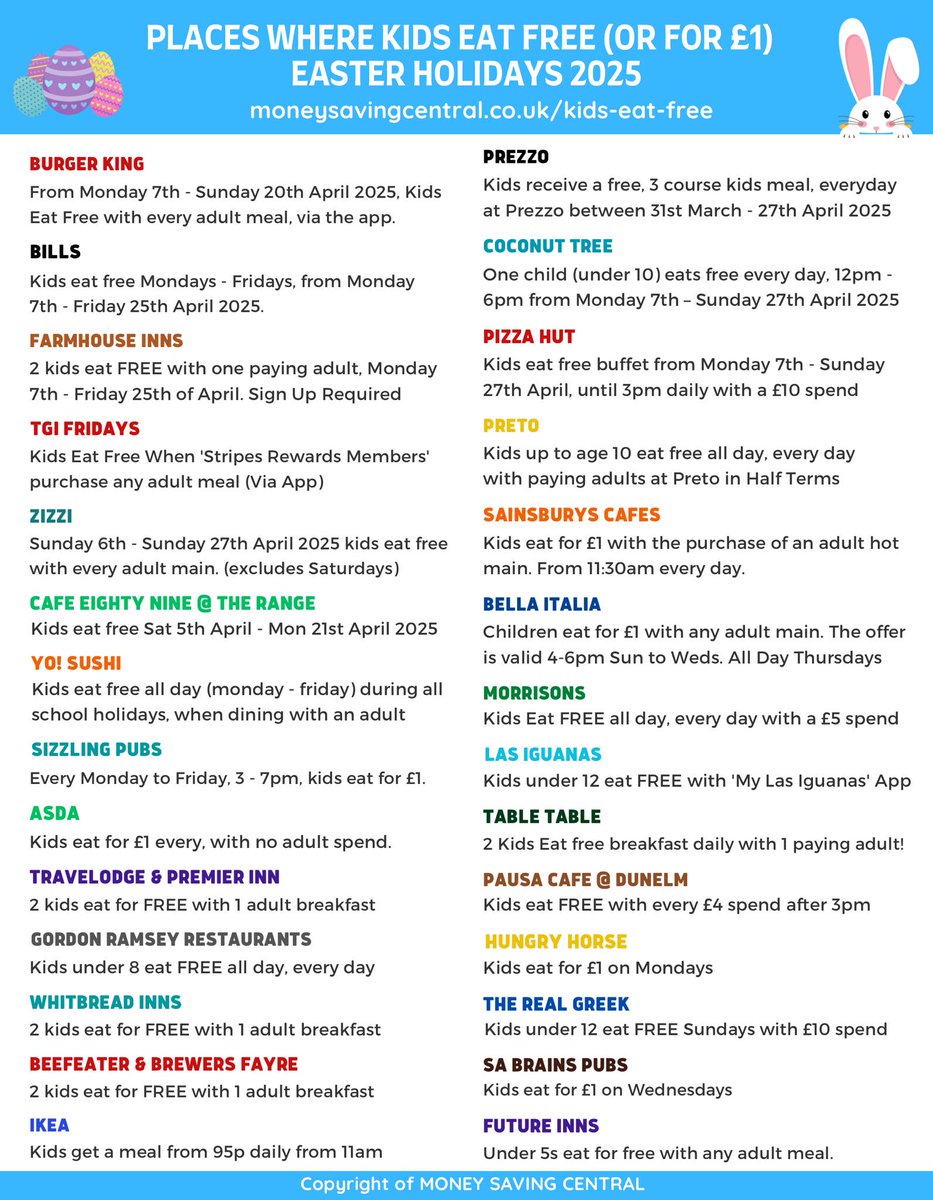 Happy Easter from the Potteries Educational Trust

Wishing everyone a joyful and restful break 🐰🌸

Check out the image below to see where kids can eat free (or for £1) over the Easter holidays. Enjoy the break and stay safe

#HappyEaster #PotteriesEducationalTrust #KidsEatFree