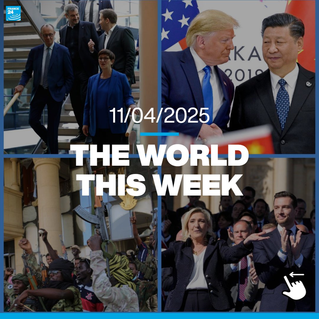 TWorldTWeekF24's tweet photo. 📺On Friday’s #WorldThisWeek:
🇺🇸 #Trump #tariffs & #TradeWar with #China
🇩🇪 #Germany: new #Coalition
🇫🇷 #French Presidency race takes shape
🇸🇩 First glance at central #Khartoum
🔔Tune in at 7:10PM Paris Time at https://t.co/xqlBPThvzm with @GavinLeeNews
@France24_en https://t.co/EASch8wdRk