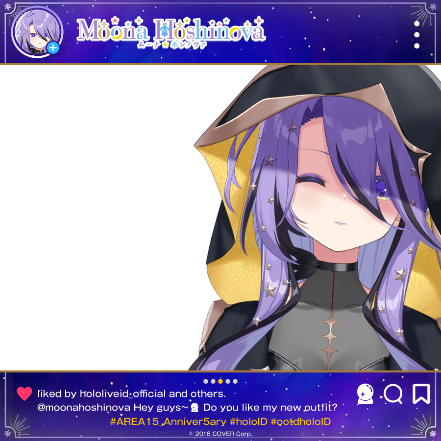 hololive_Id's tweet image. 🔮Foto sama Moona yuk!🔮

Sudah pada lihat kostum baru Dewi Bulan kita, belum?
Yuk foto bareng Moona! 📷

Gunakan template ini untuk share fotomu dengan Moona!
Ramaikan media sosial dengan tagar #ootdholoID ya!

#Moonaver5ary
#AREA15_Anniver5ary