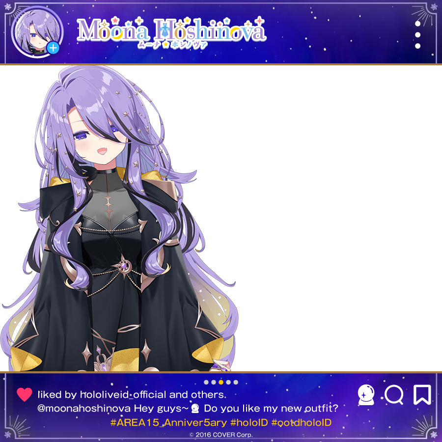 hololive_Id's tweet image. 🔮Foto sama Moona yuk!🔮

Sudah pada lihat kostum baru Dewi Bulan kita, belum?
Yuk foto bareng Moona! 📷

Gunakan template ini untuk share fotomu dengan Moona!
Ramaikan media sosial dengan tagar #ootdholoID ya!

#Moonaver5ary
#AREA15_Anniver5ary