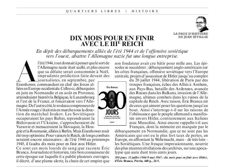 Eric Branca (@eric_branca) on Twitter photo Merci à <a href="/jeansevillia/">Jean Sévillia</a> pour son article du <a href="/FigaroMagazine_/">Le Figaro Magazine</a> sur 300 jours paru le mois dernier aux <a href="/EditionsPerrin/">Editions Perrin</a> ! Merci à <a href="/jeansevillia/">Jean Sévillia</a> pour son article du <a href="/FigaroMagazine_/">Le Figaro Magazine</a> sur 300 jours paru le mois dernier aux <a href="/EditionsPerrin/">Editions Perrin</a> !