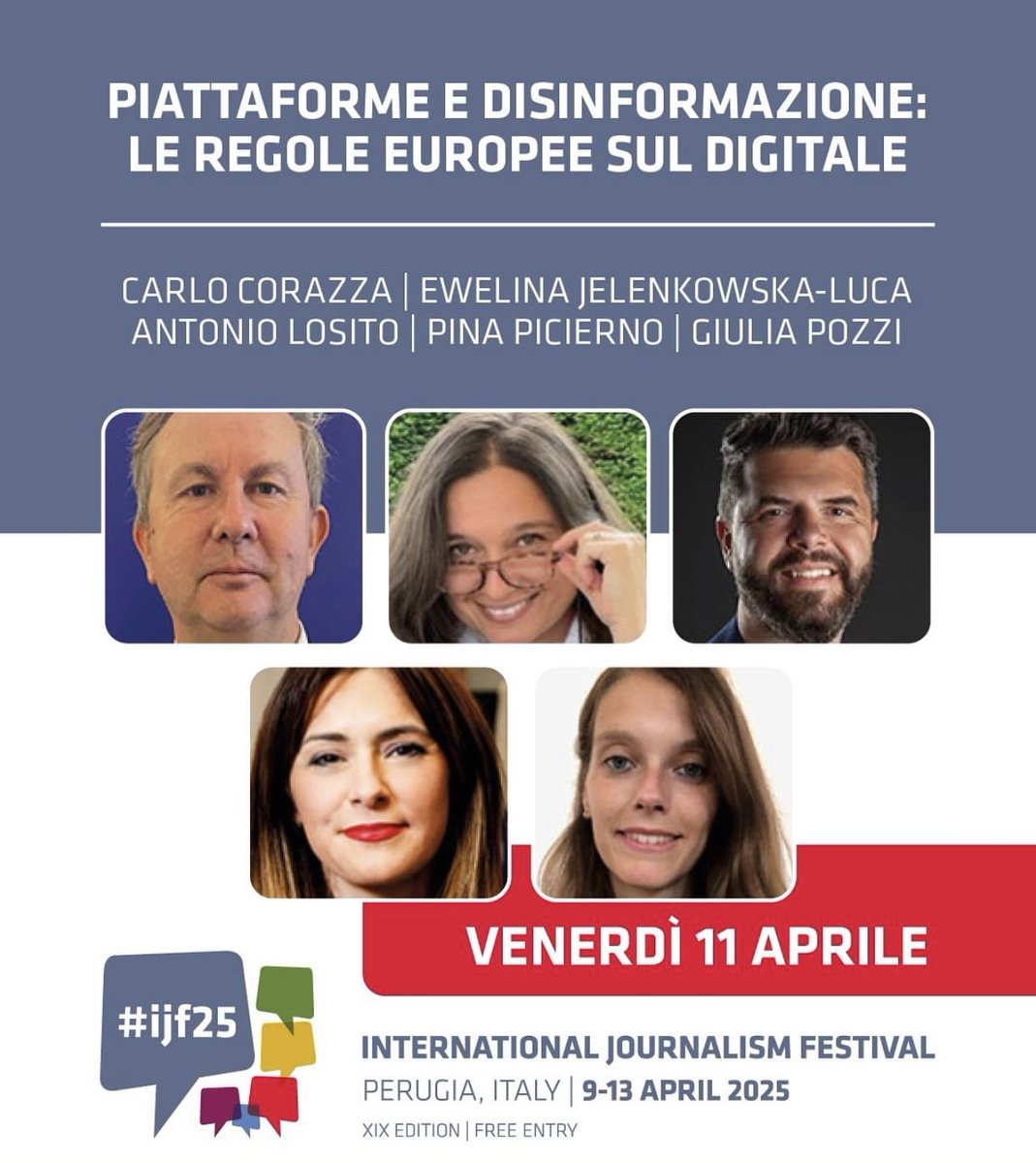 Parlamento europeo (@europarl_it) on Twitter photo 🔜📡"Piattaforme e disinformazione: le regole europee sul digitale"
<a href="/Europarl_IT/">Parlamento europeo</a> e <a href="/europainitalia/">UE in Italia</a> a <a href="/journalismfest/">International Journalism Festival</a>
📅Oggi ore 16:00
📍 Teatro del Pavone
🗣️Con:
🇪🇺VP PE <a href="/pinapic/">Pina Picierno</a>
E <a href="/CorazzaEP/">Carlo Corazza</a>
Antonio Losito
<a href="/ewejel/">Ewelina Jelenkowska-Luca’</a>
<a href="/giulypozzi/">Giulia Pozzi</a>
#IJF2025
📡 Segui qui youtube.com/live/1qkPVjbpi… 🔜📡"Piattaforme e disinformazione: le regole europee sul digitale"
<a href="/Europarl_IT/">Parlamento europeo</a> e <a href="/europainitalia/">UE in Italia</a> a <a href="/journalismfest/">International Journalism Festival</a>
📅Oggi ore 16:00
📍 Teatro del Pavone
🗣️Con:
🇪🇺VP PE <a href="/pinapic/">Pina Picierno</a>
E <a href="/CorazzaEP/">Carlo Corazza</a>
Antonio Losito
<a href="/ewejel/">Ewelina Jelenkowska-Luca’</a>
<a href="/giulypozzi/">Giulia Pozzi</a>
#IJF2025
📡 Segui qui youtube.com/live/1qkPVjbpi…