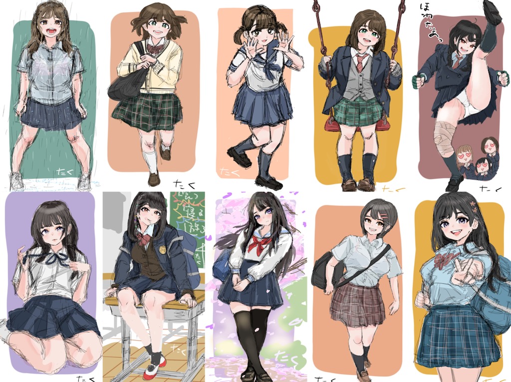 制服ガールズ3👩‍🎓
#イラスト #illustration 