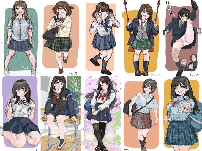 制服ガールズ3👩‍🎓
#イラスト #illustration 