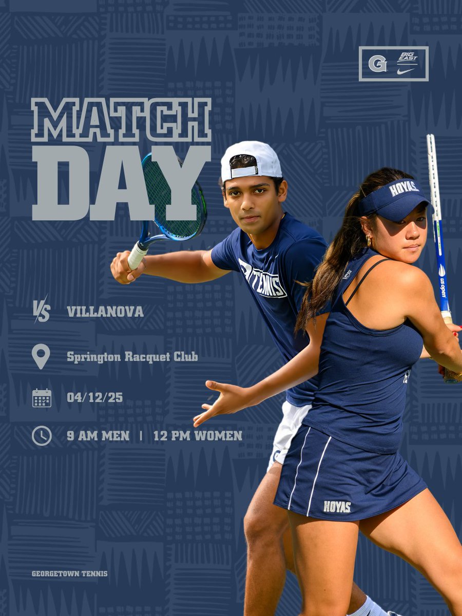 The finale 🎾

🆚 Villanova
⏰ 9 AM (Men) | 12 PM (Women)
📍Springton Racquet Club | Villanova, Pa.

#HoyaSaxa