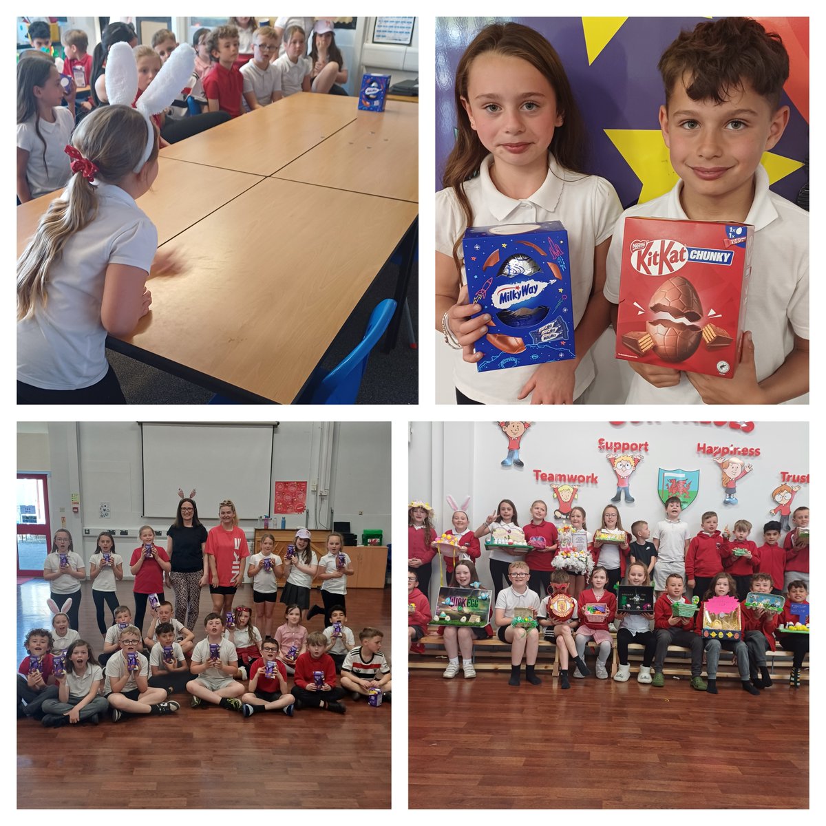 gwaunyear3's tweet photo. @GwaunfarrenSch Year 3 / 4 had an EGGCELLENT DAY. Great effort was made by everyone in the decorate an egg event. The egg roll was EGGCITING too! Here are our photo's from the day. A lovely day finished with an Easter egg from our PTA - THANK YOU VERY MUCH!🐣🐰 https://t.co/9RqqJW4MB5