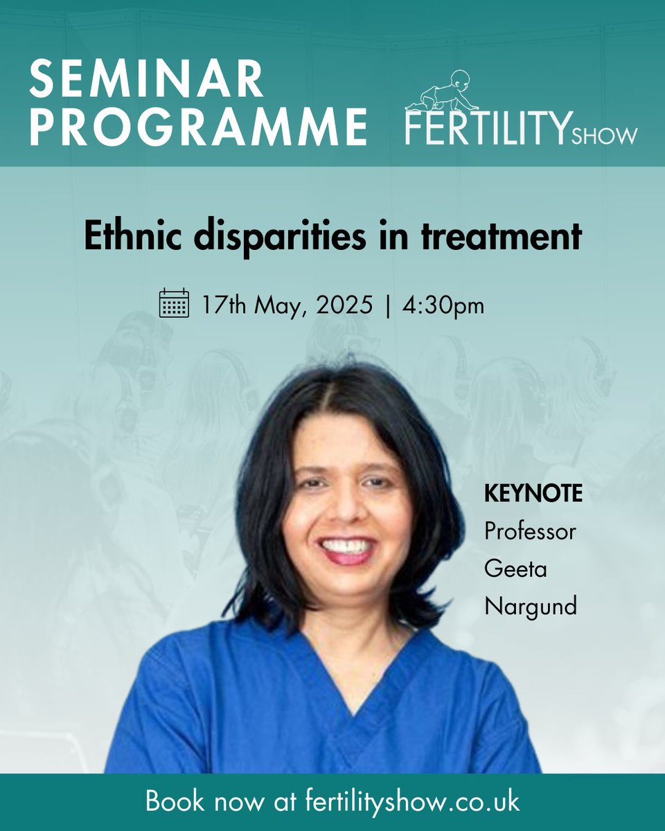 Our Medical Director, Professor <a href="/GeetaNargund/">Geeta Nargund</a>  will be speaking at  <a href="/fertilityshow/">The Fertility Show</a> on 17th May, exploring the ethnic inequalities in #fertility treatment, the factors driving these disparities, and what can be done to create a more inclusive and equitable system.