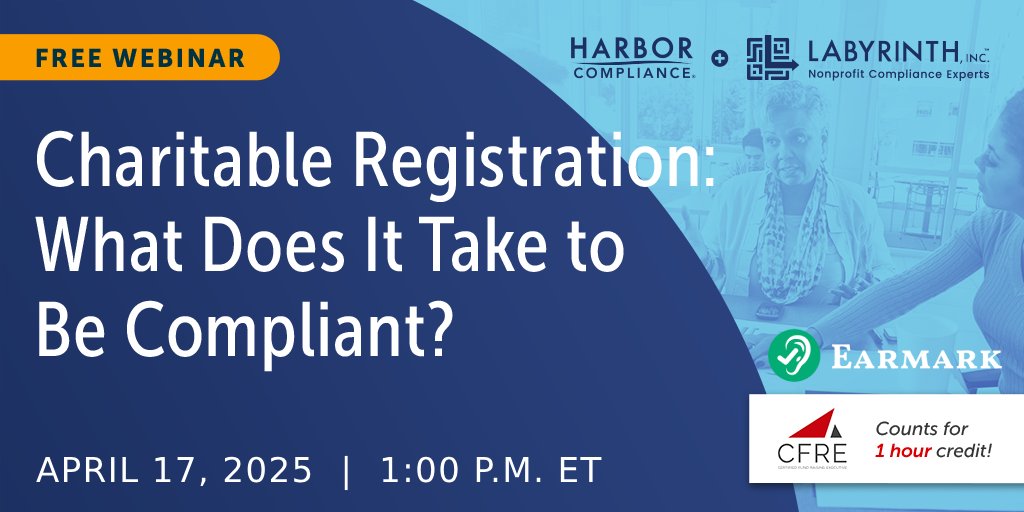 labyrinthinc's tweet photo. Do you know where your nonprofit needs to register? If you’re raising funds across state lines, you might! Join this free webinar on April 17, 2025, to get the details. Save your seat now!

👉 https://t.co/NO1sf6DIlT

CPE available through Earmark! https://t.co/XgelCf4gLL
