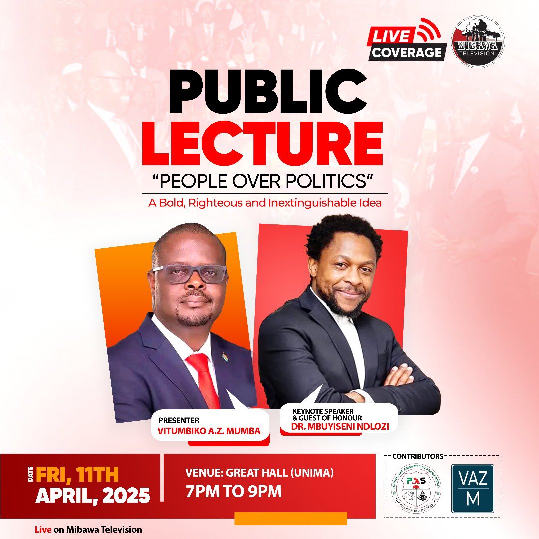 MbuyiseniNdlozi's tweet photo. Tonight, we shall attend and address the Public Lecture event hosted by the Minister of Trade and Industry in Malawi, Vitumbiko Mumba. The event takes place at the University of Malawi. 🇲🇼 #PeopleOverPolitics https://t.co/tTwf0vztz7