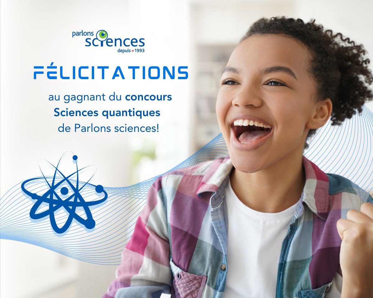 Et la personne gagnante est…

Mark Mclaughlin! Félicitations à Mark, qui a gagné notre concours Sciences quantiques et une carte-cadeau Sonxplus de 100 $!

Vous n'avez pas gagné cette fois-ci? Ne vous inquiétez pas, d'autres surprises s’en viennent!

bit.ly/42m5b2p