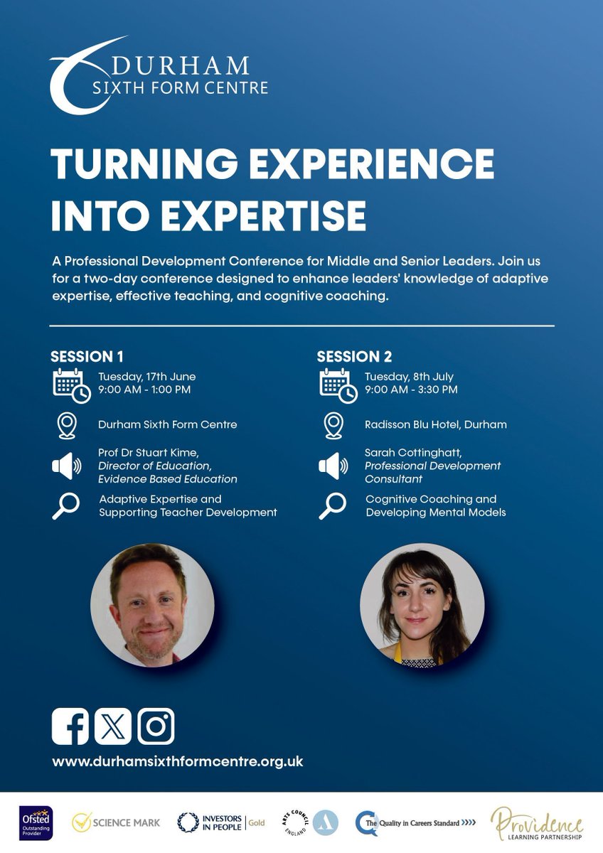Durham Sixth Form Centre (@dsfcofficial) on Twitter photo SUMMER CONFERENCEโ๏ธ
Exciting News! Our Summer Conference is just around the corner! Weโre thrilled to welcome two inspiring speakers <a href="/SCottinghatt/">Sarah Cottinghatt</a> and <a href="/ProfKime/">Stuart Kime FCCT</a> who will bring fresh insights and ideas.
<a href="/EducEndowFoundn/">EEF</a>
<a href="/EvidenceInEdu/">Evidence Based Education</a>
#GreatTeaching SUMMER CONFERENCEโ๏ธ
Exciting News! Our Summer Conference is just around the corner! Weโre thrilled to welcome two inspiring speakers <a href="/SCottinghatt/">Sarah Cottinghatt</a> and <a href="/ProfKime/">Stuart Kime FCCT</a> who will bring fresh insights and ideas.
<a href="/EducEndowFoundn/">EEF</a>
<a href="/EvidenceInEdu/">Evidence Based Education</a>
#GreatTeaching