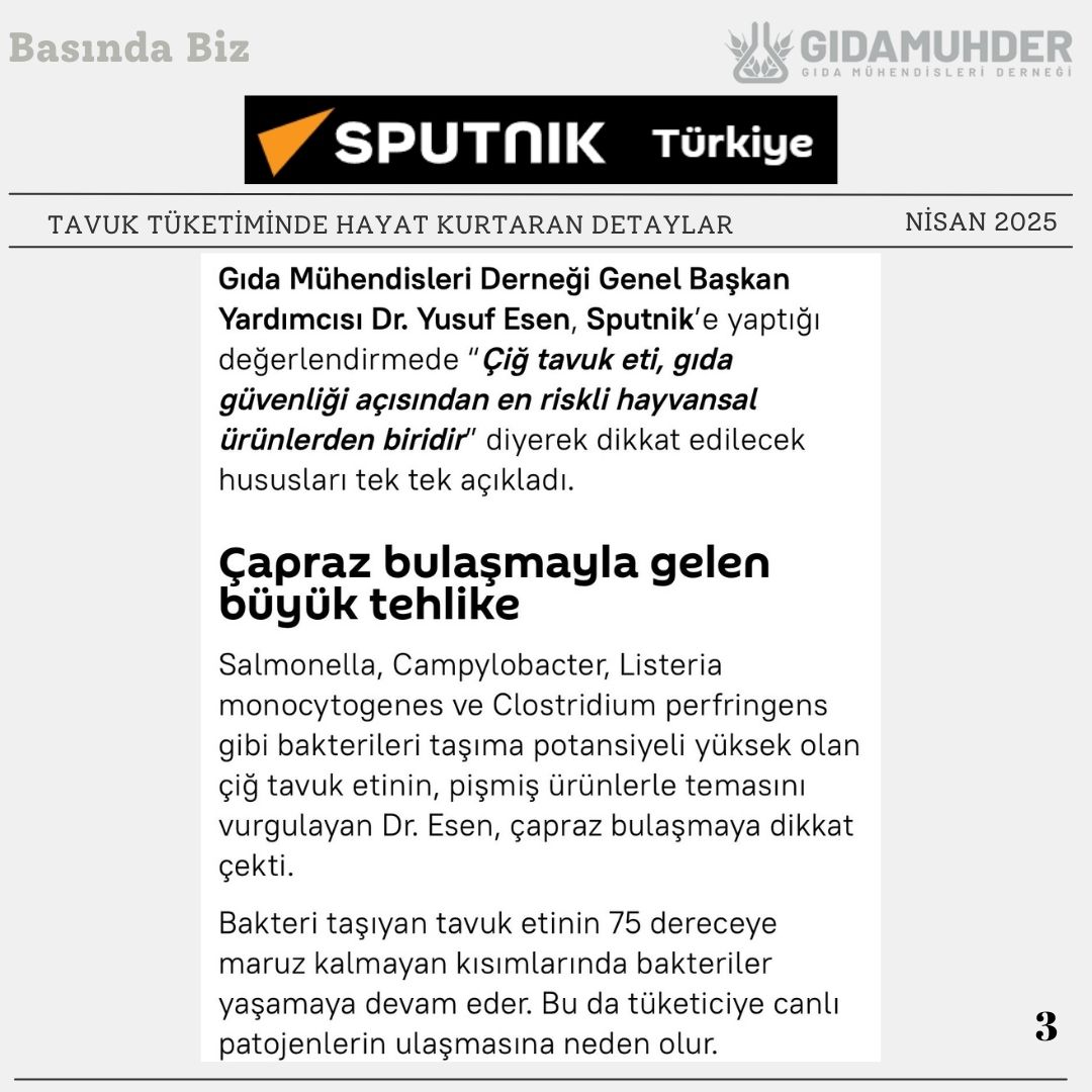 gidamuhder's tweet photo. Genel Başkanı Yardımcımız Dr. Yusuf Esen'in Tavuk Zehirlenmeleri hakkındaki @sputnik_TR Röportajı 

#gıda #gıdamühendisliği #gıdamühendisi #zehirlenme #tavuk #salmonella #gıdaterörü #taklit #tağşiş #fyp https://t.co/k55PJBpndl