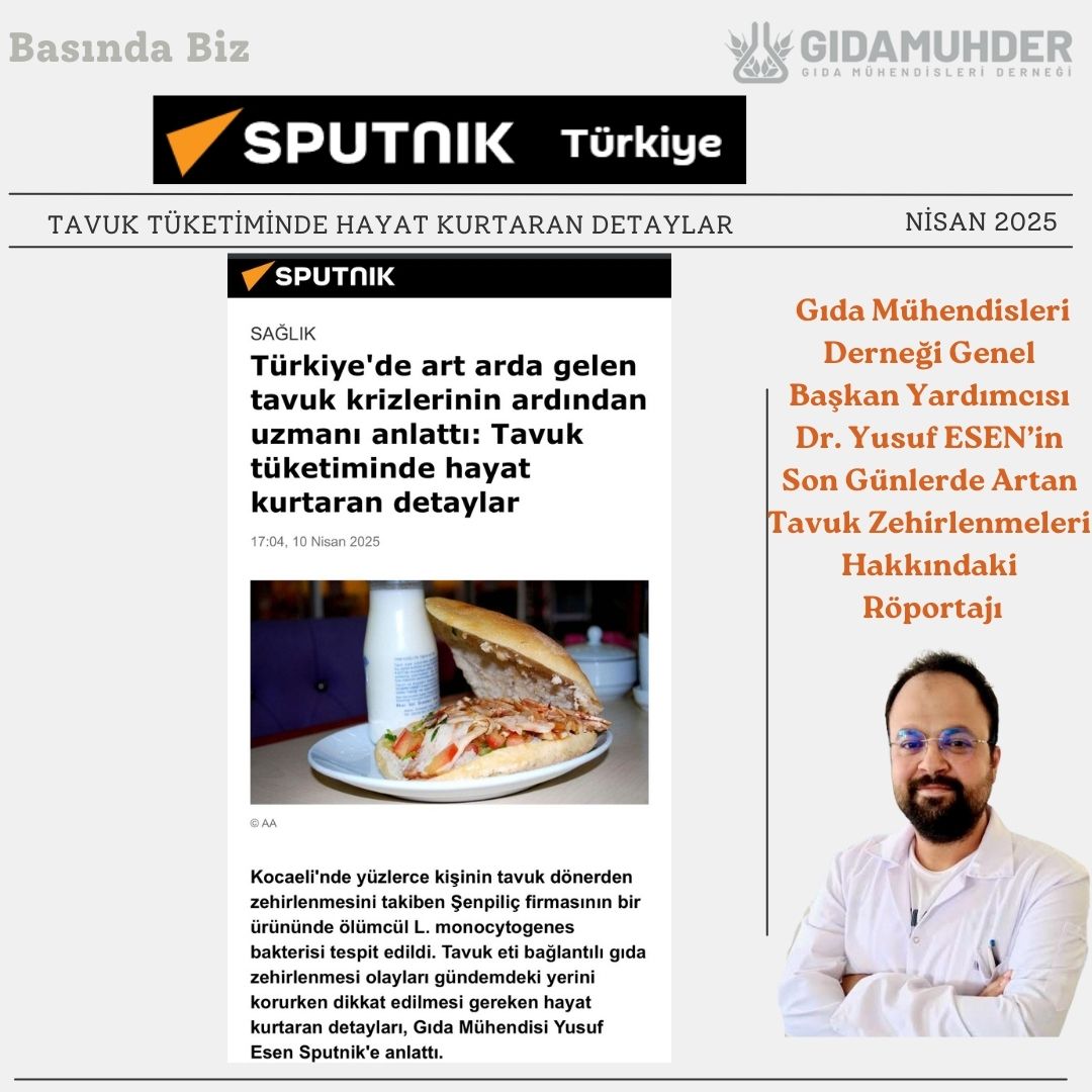 gidamuhder's tweet photo. Genel Başkanı Yardımcımız Dr. Yusuf Esen'in Tavuk Zehirlenmeleri hakkındaki @sputnik_TR Röportajı 

#gıda #gıdamühendisliği #gıdamühendisi #zehirlenme #tavuk #salmonella #gıdaterörü #taklit #tağşiş #fyp https://t.co/k55PJBpndl
