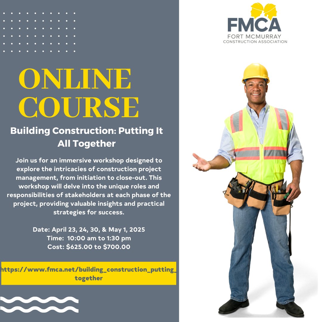 Virtual Course: Building Construction: Putting It All Together

Register today: fmca.net/building_const…

 #BuildingConstruction #ConstructionTraining #LearnConstruction #ConstructionSkills #ConstructionEducation #SkillDevelopment