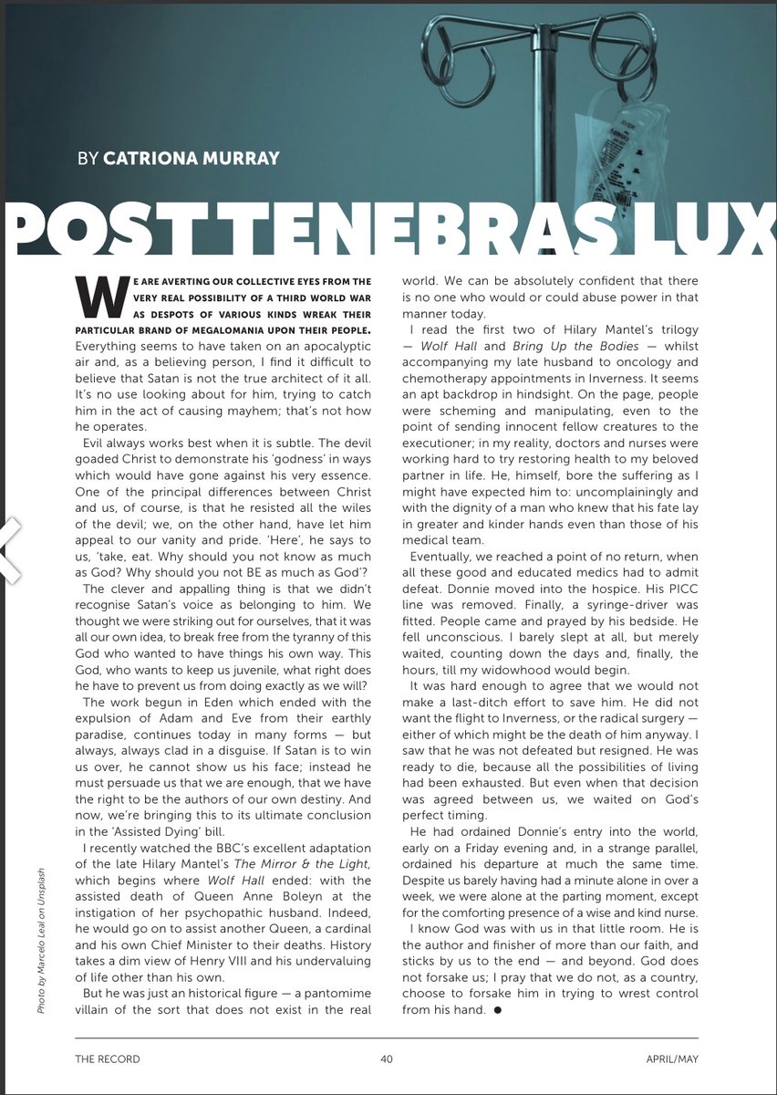 Decisions over ending life are best left to God - I consider it a great kindness that he willingly carries that burden for us. It’s shortsighted to want to choose for ourselves; but, then, human beings often confuse responsibility with power.