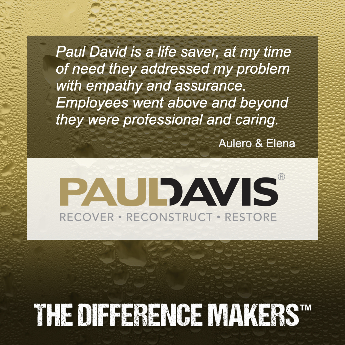 Each review means a lot to us as we strive to be as professional and courteous as possible. Thank you Aulero &amp; Elena for your kind words. Contact us today for all of your property damage restoration needs.

#PaulDavisReviews
#PropertyDamageRestoration
#PaulDavisNM