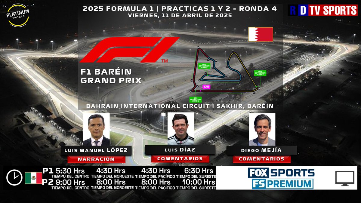 ramonovic09's tweet photo. 🏁🇧🇭 #BahrainGP  2025 | #Practicas 1 y 2

📅 Hoy
🏎️ #Practice
🇲🇽⏰ 5:30 Hrs TC, 4:30 Hrs TP 🆗
🏎️ #Practice2
🇲🇽⏰ 9:00 Hrs TC, 8:00 Hrs TP
📺@FOXSportsMX, #FSPremiumMX
🎤 @chacho_lml
🎤📝 @chapulindiaz 
🎤🏁@diegofmejia

🤳 #F1xFSMX #SakhirGP https://t.co/twRBRhRZrs