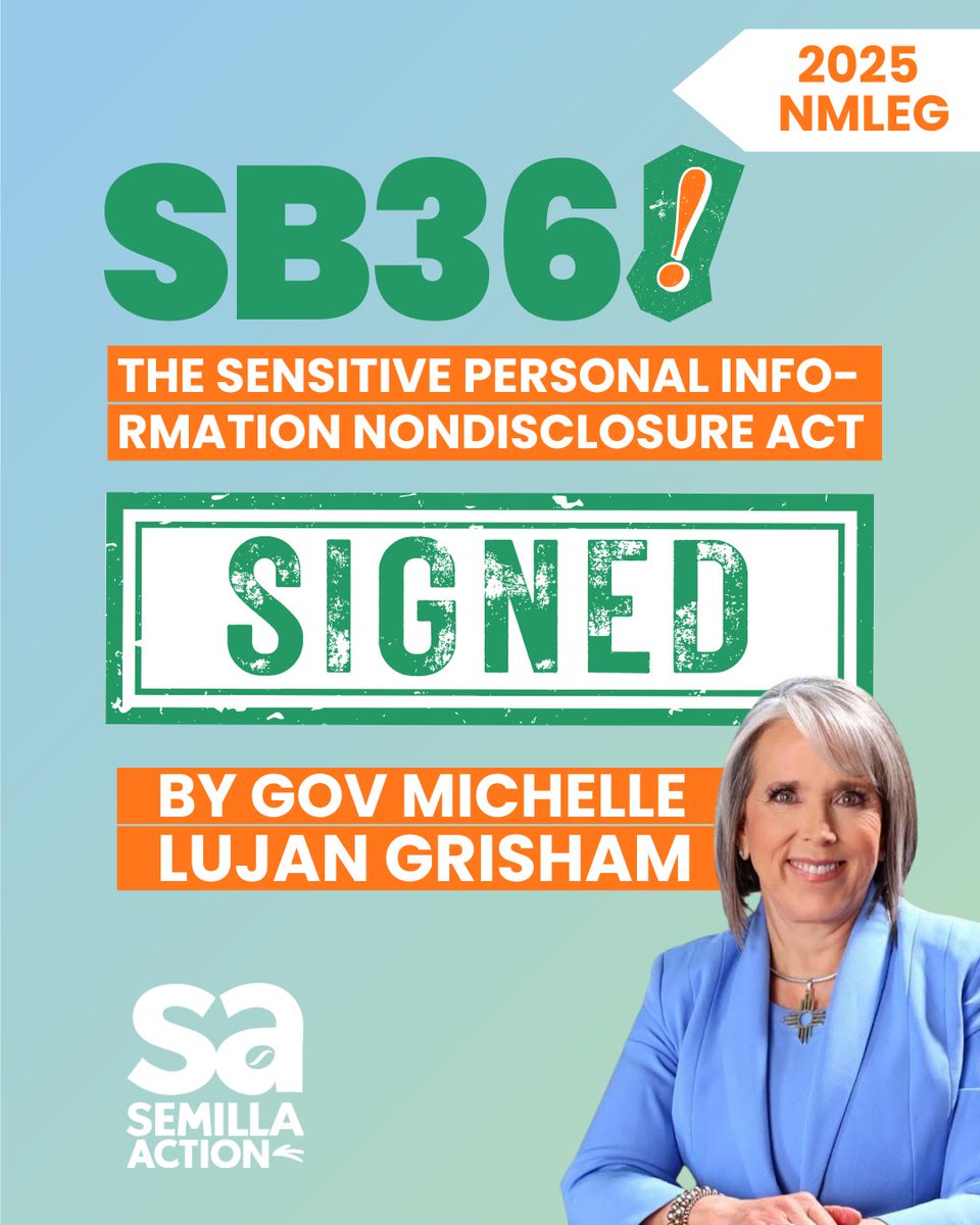 semillaaction's tweet photo. We're thrilled to announce that SB36, has been signed into law! This crucial legislation prohibits state employees from intentionally disclosing sensitive personal information, including immigration status, social security numbers, &amp; more. ​🎉​

#SB36 #protectpersonalinfo https://t.co/dVovyeLBAs