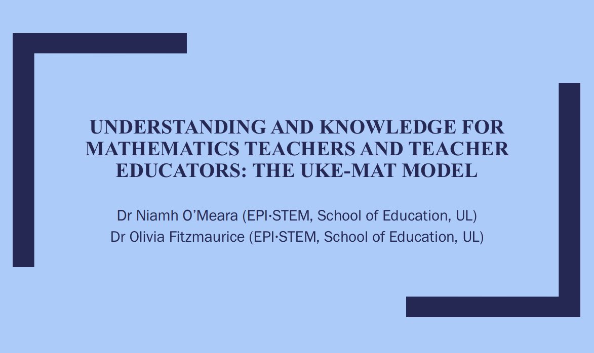 Great day in Athlone presenting our research on the knowledge &amp; understanding required for mathematics teaching <a href="/esai_irl/">ESAI</a> conference.We were delighted to have the opportunity to share our new model of teacher knowledge &amp; understanding (UKEMAT)  #esai25 <a href="/DrOFitzmaurice/">Olivia Fitzmaurice</a>
