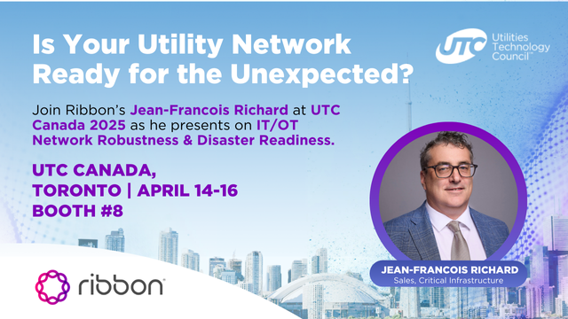 Is your utility network ready for the unexpected? Join @Ribboncomm's Jean-Francois Richard at UTC Canada where he will present on IT/OT Network Robustness and Disaster Readiness. Learn more: utccanada.org