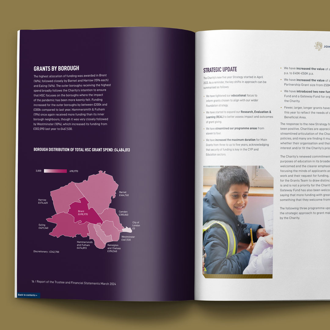 padcreative's tweet photo. For several years, we’ve had the privilege of designing the John Lyon’s Charity Annual Report – both in print and as a dedicated online report. Their work supports children and young people across nine London boroughs, making a real difference in communities. https://t.co/3AfefD570n