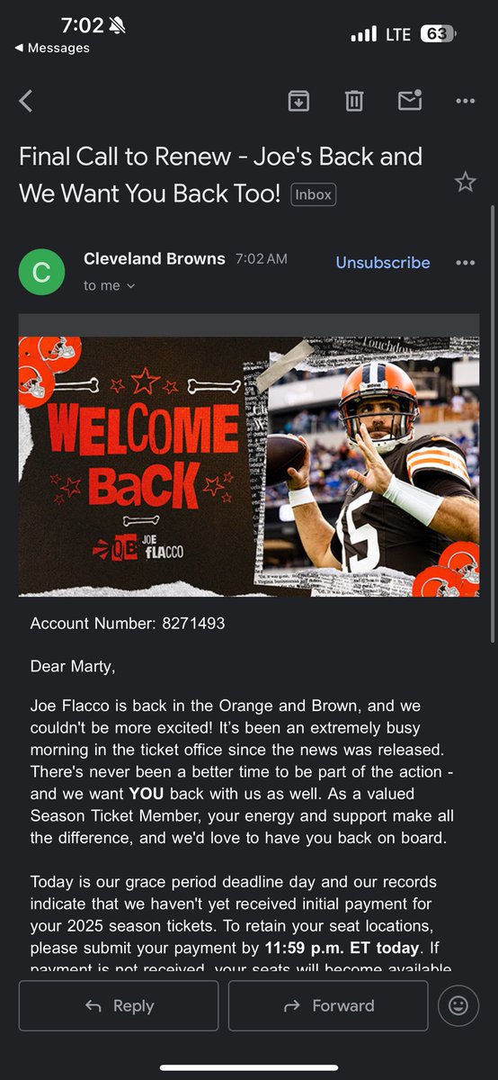 mconroy24's tweet photo. Nice try you almost got me @Browns https://t.co/gMtvBJU81i