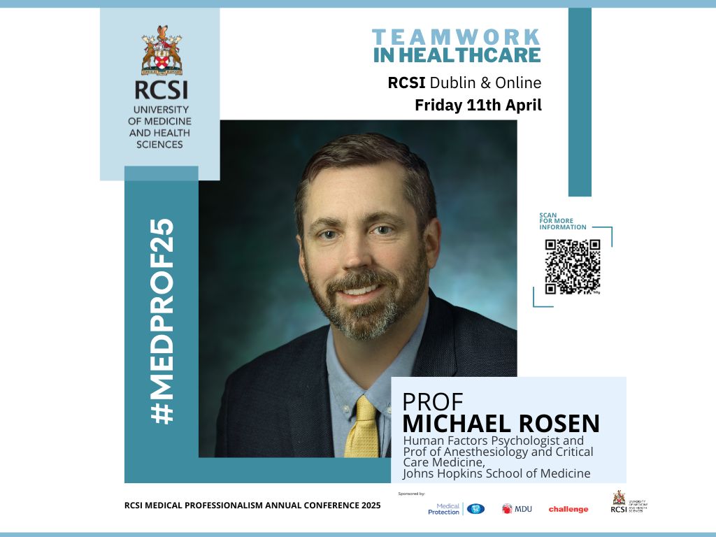 Dr. Michael Rosen is an associate professor of anesthesiology and critical care medicine at the <a href="/HopkinsMedicine/">Johns Hopkins Medicine</a> . Speaking at #MedProf25 in the Albert Theatre <a href="/RCSI_Irl/">RCSI</a> on Teaming for Patient Safety and Quality