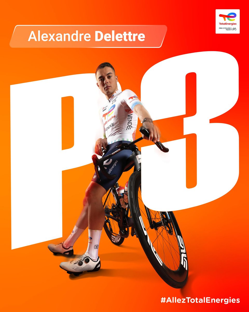 TeamTotalEnrg's tweet photo. Alexandre Delettre impérial a fait parler sa puissance dans les rues du Mans. 🚀

Il s’adjuge la 3e place de la dernière étape et par la même occasion la deuxième place du classement général ! 💥

Bravo Alex’ 🤩

#RégionTour | #AllezTotalEnergies ⚡️ https://t.co/fkauYHzMKo