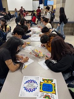 NeffCounselors's tweet image. Pat Neff Counselors Pop-up this morning where students colored affirmation pages to start their day. Coloring can help students reduce anxiety by calming the brain, promoting relaxation, and encouraging focus. Happy Friday🌞Texans make it a good one! @NISDPatNeff @NISDCounseling