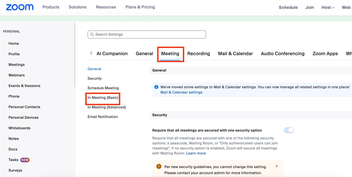 You have to do this process.

-Open Zoom settings in your browser (you cannot do this through desktop app) 
-Click on "Settings"
-Choose the "Meeting" column
-Select "In Meeting (Basic)"
