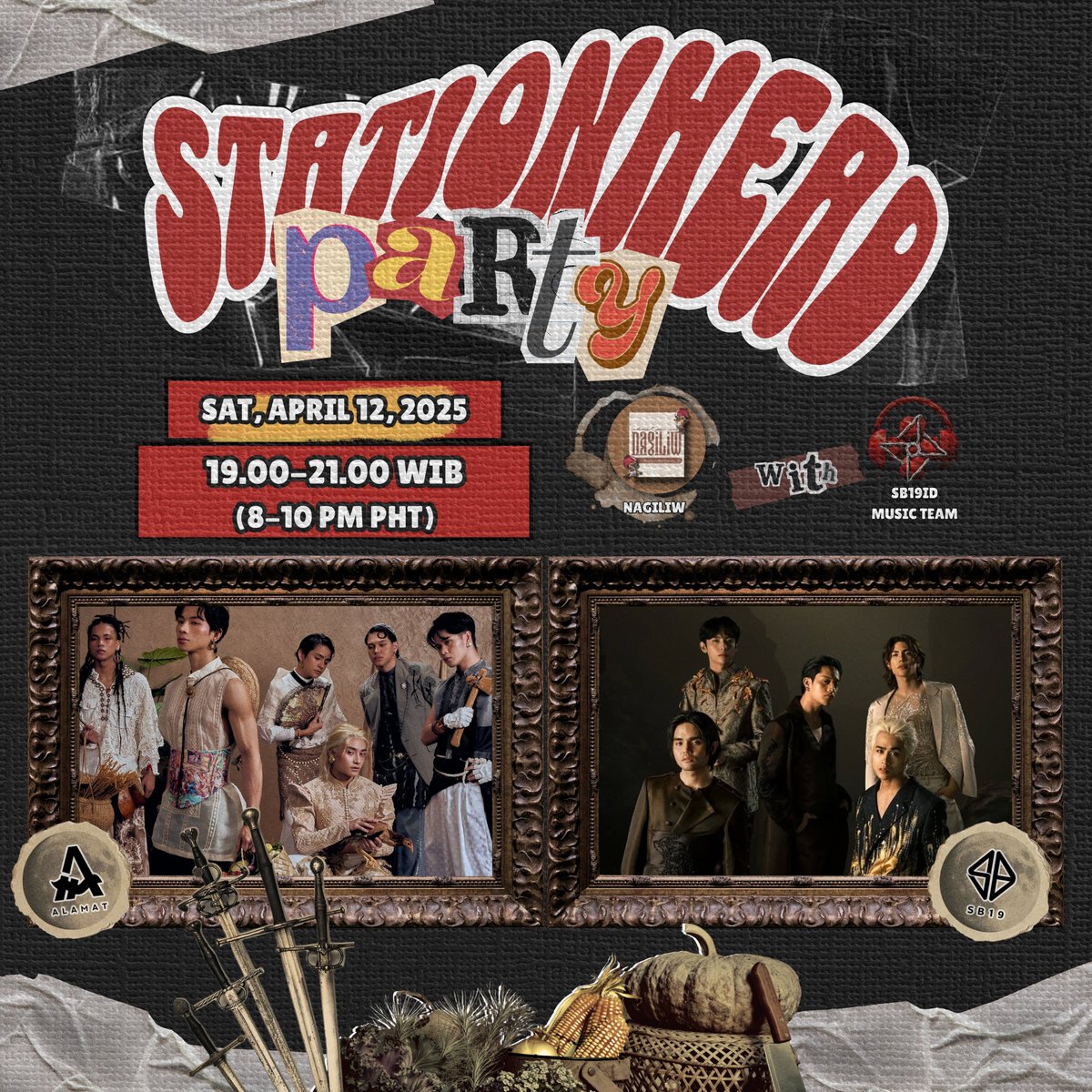 NAGILIW's tweet photo. Nagiliw is back with another Stationhead Party! 🎧

This time, we’re teaming up with @SB19ID_MUSIC to hype our boys — SB19 &amp; ALAMAT!

🗓️ April 12 | ⏰ 19.00–21.00 WIB (8-10 PM PHT)

See you tomorrow!
🔗 https://t.co/rCD6fzzXBG

#SB19 #SB19SaW
#ALAMAT #ALAMATAANGAT2025 https://t.co/ZpQbEWiZbP