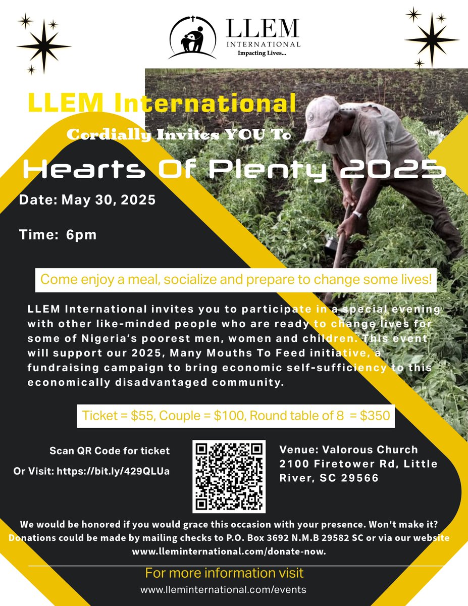 LLEMIntl's tweet image. LLEM International cordially invites you to
The Hearts of Plenty -- a Celebration of Changing Lives
A fundraising event for Asa, Nigeria.
Details:
Date: Friday, May 30, 2025

More more info: lleminternational.com/events/