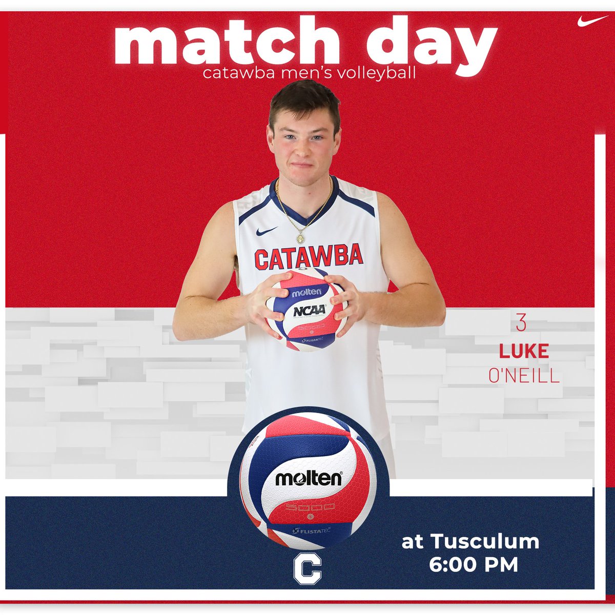 Match Day for Catawba Men's Volleyball 🏐

🆚 Tusculum
⏰ 6:00 PM
📊 bit.ly/3RcvLG8
🎥 bit.ly/3EewVOC