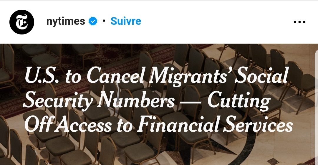 choumaytechfm82's tweet photo. The Trump administration is moving to cancel lawfully obtained Social Security numbers in an effort to pressure
( adm tchomp lan ap fè efò epi prè pou'l cancel social security moun ilegal yo pou fòse yo kite etazini.

New York times/choumaytechfm Reposted 11 Av revè 2025... https://t.co/qAU4sZGwIf