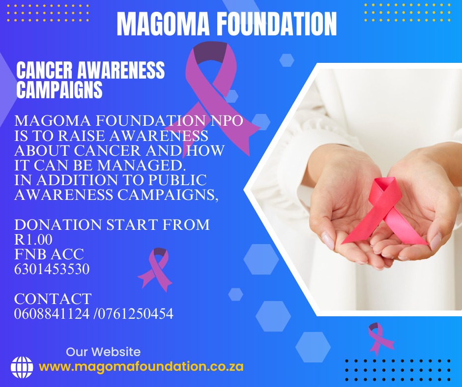 Magoma Foundation (@magomafoundati) on Twitter photo Magoma Foundation NPO is to raise awareness about cancer and how it can be managed. In addition to public awareness campaigns,
<a href="/macmillancancer/">Macmillan Cancer Support</a> <a href="/AmericanCancer/">American Cancer Society</a> <a href="/SU2C/">Stand Up To Cancer</a> <a href="/Cancer/">Inside Cancer</a> <a href="/CancerTerms/">Terms of Cancer</a> <a href="/TeenageCancer/">Teenage Cancer Trust</a> Magoma Foundation NPO is to raise awareness about cancer and how it can be managed. In addition to public awareness campaigns,
<a href="/macmillancancer/">Macmillan Cancer Support</a> <a href="/AmericanCancer/">American Cancer Society</a> <a href="/SU2C/">Stand Up To Cancer</a> <a href="/Cancer/">Inside Cancer</a> <a href="/CancerTerms/">Terms of Cancer</a> <a href="/TeenageCancer/">Teenage Cancer Trust</a>