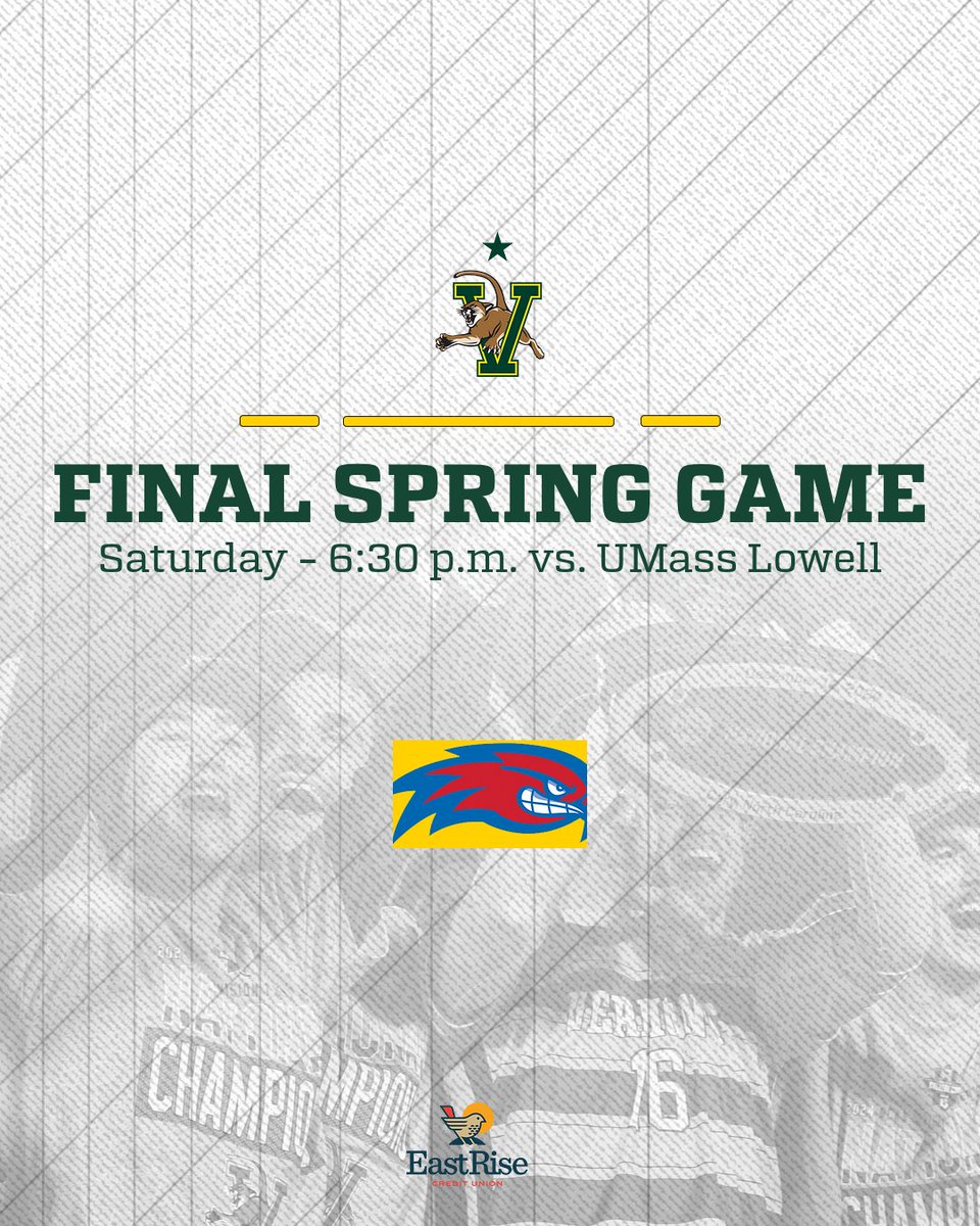 Catch the defending National Champs final Spring game tomorrow night at 6:30 p.m. from Virtue Field as the Catamounts host UMass Lowell!
#LetsRally