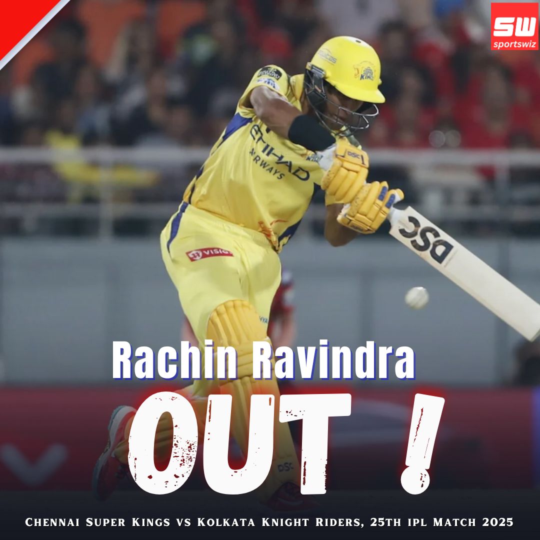 mysportswiz's tweet photo. Rachin Ravindra OUT !
Rachin Ravindra got out by just 04 runs in 09 balls in the Chennai Super Kings vs Kolkata Knight Riders, 25th IPL Match 2025.
https://t.co/pHmnsb7h3L
#MSDhoni #CSKvsKKR #Kohli #Match25 #TheKing #Huijsen #Browns #Alcaraz #Flacco #Tripathi #Sell #Pickett #Dorgu #DeGea #Walsh #Watson #Virgil #BahrainGP #MohamedSalah #Sevilla #YNWA #MoSalah #JustinRose #Maguire #Udinese #Fils #Sportswiz