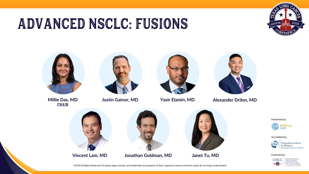 TLC Conference (@tlcconference) on Twitter photo Starting at 9:45 AM: Join Drs. <a href="/DasMillie11/">Millie Das MD</a>, <a href="/JustinGainor/">Justin Gainor</a>, <a href="/YYElamin/">Yasir Yousif Elamin</a>, <a href="/alexdrilon/">Alexander Drilon MD</a>, <a href="/vincentlamMD/">Vincent Lam</a>, and <a href="/JanetTu22/">Janet Tu, MD</a> as they discuss the latest strategies for treating fusions in advanced NSCLC. #TexasLung25 hubs.la/Q03g5QgW0 Starting at 9:45 AM: Join Drs. <a href="/DasMillie11/">Millie Das MD</a>, <a href="/JustinGainor/">Justin Gainor</a>, <a href="/YYElamin/">Yasir Yousif Elamin</a>, <a href="/alexdrilon/">Alexander Drilon MD</a>, <a href="/vincentlamMD/">Vincent Lam</a>, and <a href="/JanetTu22/">Janet Tu, MD</a> as they discuss the latest strategies for treating fusions in advanced NSCLC. #TexasLung25 hubs.la/Q03g5QgW0