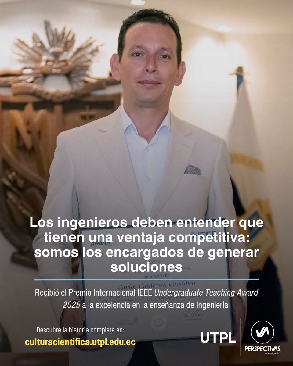 utplinvestiga's tweet photo. 🏆🔬 ¡Orgullo ecuatoriano en la enseñanza de #Ingeniería! 🚀📚

Carlos Calderón, docente @utpl , gana el IEEE Undergraduate Teaching Award 2025 🎖️por su excelencia en enseñanza e innovación tecnológica.

👉Conoce su historia: https://t.co/3tRNOSNLv5
#Educación #UTPL #Innovación https://t.co/vgpb9KajzA