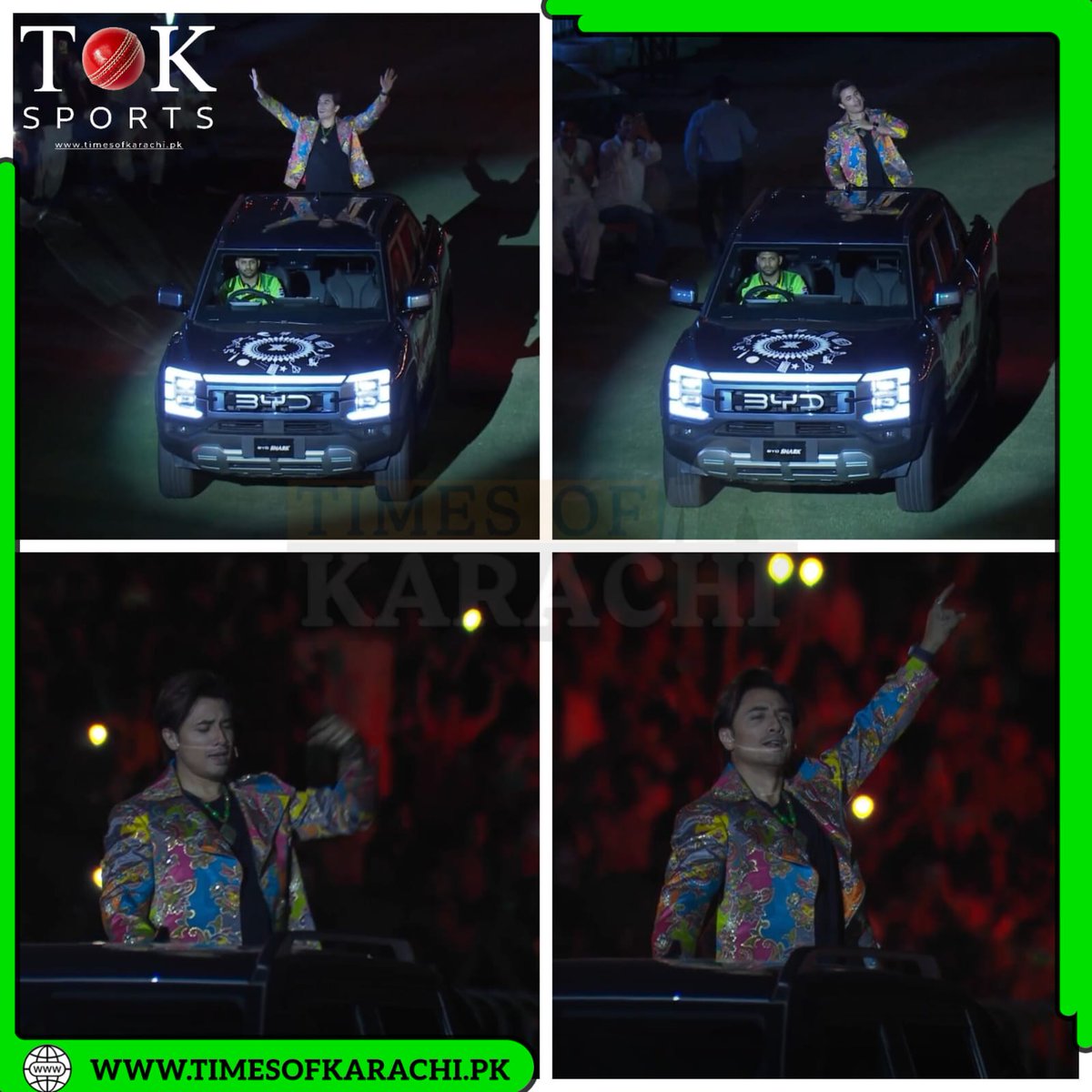 TOKSports021's tweet photo. Ali Zafar made a grand entry at the PSL ceremony for his performance, electrifying the crowd with his presence.
#TOKSports #alizafar #PSLX #pslcermony @AliZafarsays https://t.co/z7i3UtmvqS